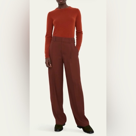 NWT Vince Wide-Leg Tailored Trousers in Brown - Picture 2 of 8